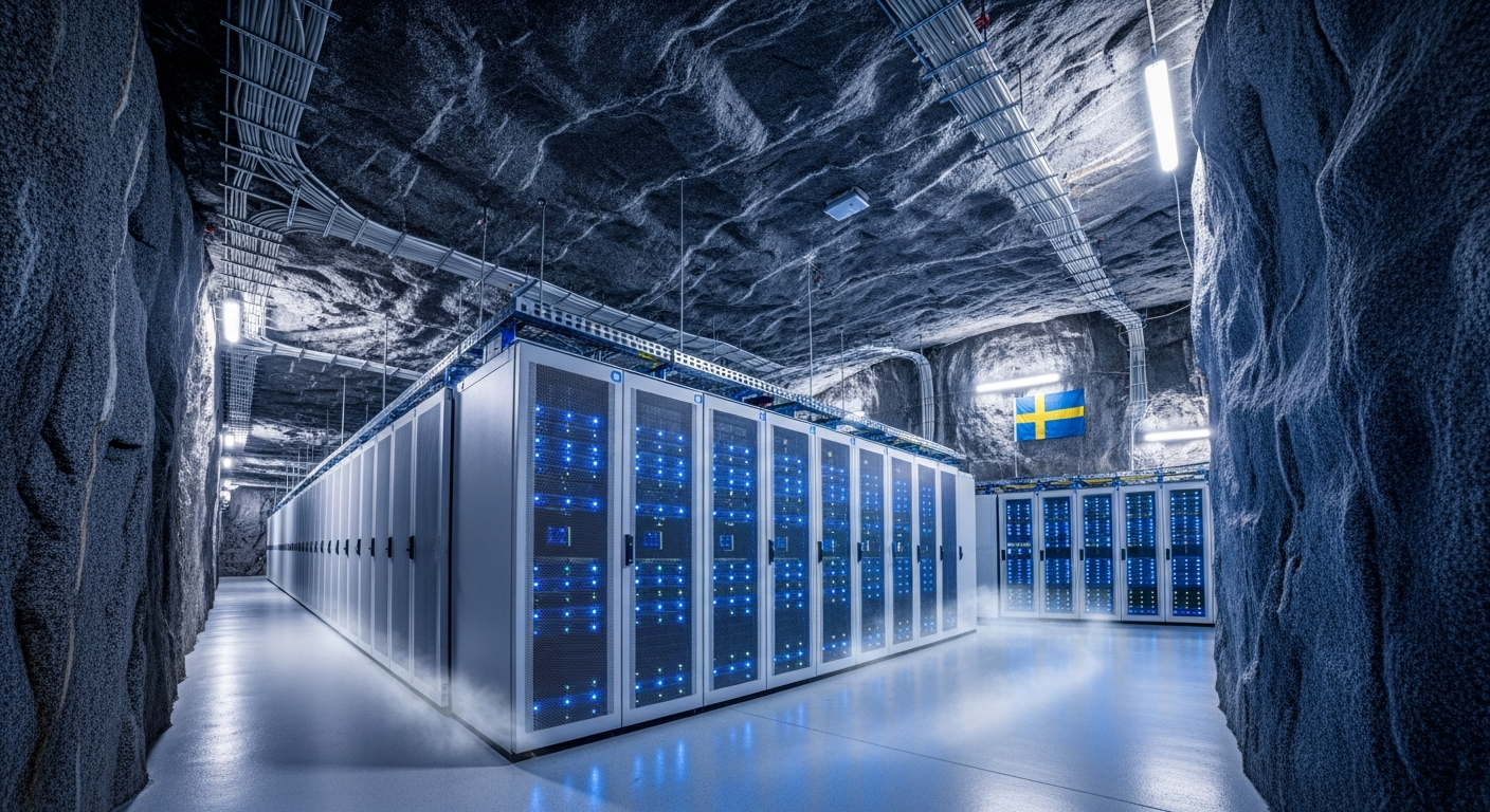 Svensk flagga med ett lås — 100 procent svensk AI-stack